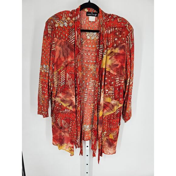 Carole Little II Women Multicolor Rayon Long Sleeve Open Front Cardigan Size 18 - Picture 1 of 5